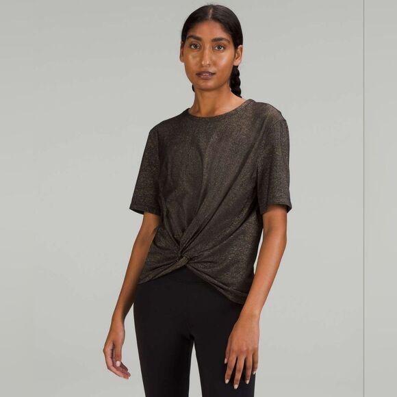 lululemon athletica Tops - NWOT Lululemon Crescent T-Shirt Spark Black Sparkly Short Sleeve Size 14-16